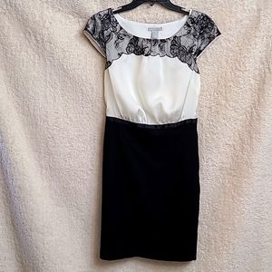 H&M, size 6, cream and black pencil skirt dress
